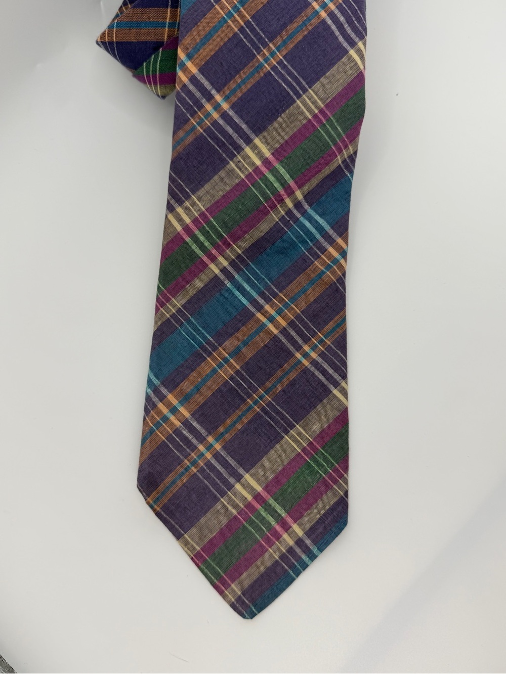 Brooks Brothers Makers All Cotton Madras Plaid Tie USA Preppy Ivy Style
